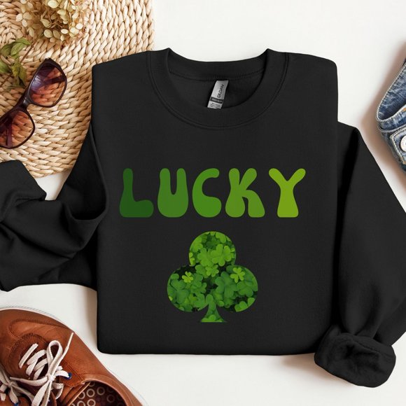 Saint Patric's Day Shamrock Sweatshirt Lucky Clover Shirt - Picture 5 of 7